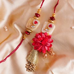 Designer Golden Bhaiya Bhabhi Rakhi Set - Lumba for Bhabhi