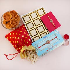 Two Designer Rakhis with Chocolates N Sweets - Send Rakhi to Lucknow