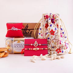 Three Rakhis with Dryfruits Sweets N Chocolates - Send Rakhi to Lucknow