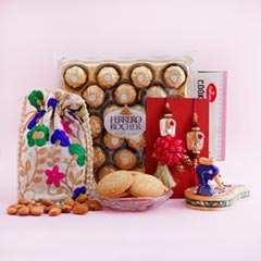 Bhaiya Bhabhi Rakhi with Almonds N Ferrero Rocher - Send Rakhi to Kolkata