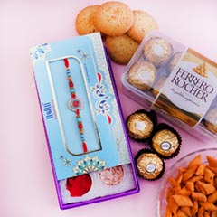 Rakhi Signature Box with Ferrero Rocher N Haldiram Snacks - Send Rakhi to Lucknow
