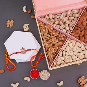 Ganesha Rakhi with Signature Dryfruit Box - Send Rakhi to Faridabad