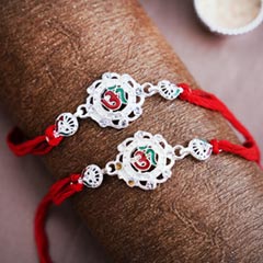 Two Silver OM Rakhis - Send Rakhi to Bhopal