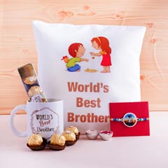 Rakshabandhan Cushion N Mug with PUBG Rakhi Hamper - Rakhi with Cushion