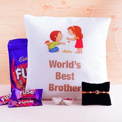 Rakshabandhan Cushion N Designer Rakhi with Fuse Packet - Rakhi with Cushion