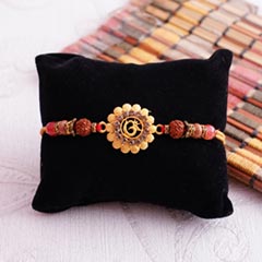 Golden OM Rakhi with Rudraksha - Eco Friendly Rakhi