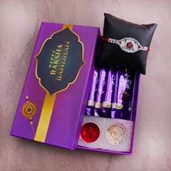 Silver Rakhi N Chocolates in Signature Box - Send Rakhi to Faridabad