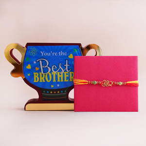 Designer Rakhi with Best Brother Trophy - Rakhi for Brother