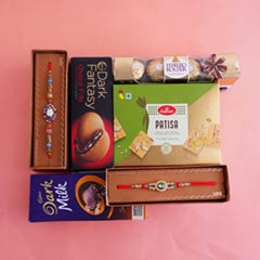 Chocolaty Hamper with Two Designer Rakhis - Send Rakhi to Lucknow
