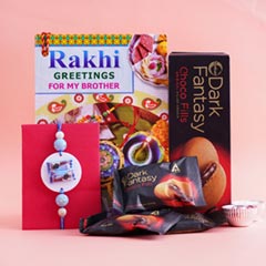 Oreo Foodie Rakhi with Dark Fantasy N Greeting Card - Rakhi With Cards