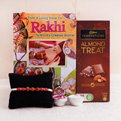Rudraksha Rakhi with Temptations N Greeting Card - Rakhi With Cards