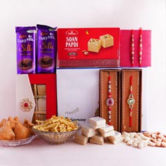 Four Designer Rakhis N Signature Box Hamper - Send Rakhi to Bhopal