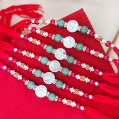 Set of Six Silver Rakhi - Silver Rakhi Online