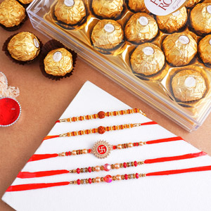 Set of 5 Rakhis with Ferrero Rocher - Rakhi with Chocolates
