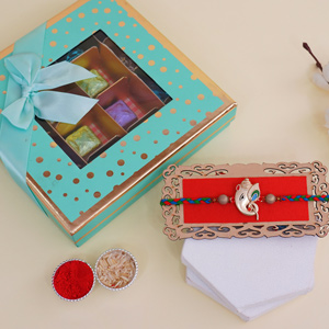 Golden Ganesha Rakhi with Assorted Chocolates - Rakhi with Chocolates