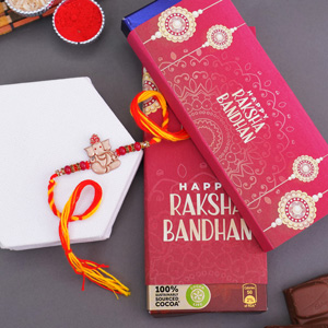 Golden Ganesha Rakhi with Cadbury Chocolate - Send Rakhi to Faridabad
