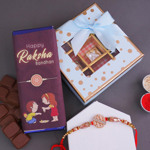 Stone Rakhi with Delicious Chocolates - Rakhi with Chocolates