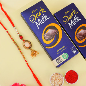 Designer Bhaiya Bhabhi Rakhis with Chocolate Pack