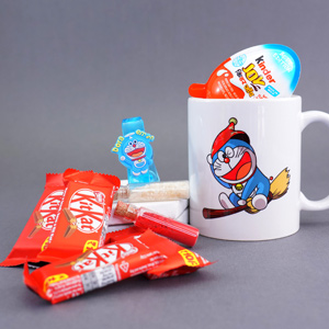 Doraemon Band Rakhi with Mug N Chocolate - Send Rakhi to Kolkata
