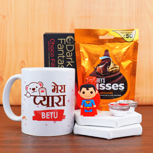 Superman Kids Rakhi with Delicious Chocolates N Printed Mug