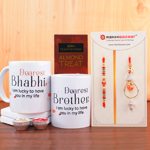 Shining Bhaiya Bhabhi Rakhi with Mugs N Premium Chocolates - Send Rakhi to Gurgaon