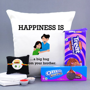 Burger Kids Rakhi with Chocolate Gifting N Cushion - Mugs & Cushions For Sister