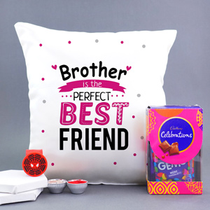 Kids Rakhi with Best Friend Brother Pillow Combo - Rakhi with Cushion