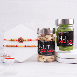Beautiful Pearl Rakhi N Om Rakhi with Dry Fruits - Send Rakhi to Kanpur