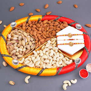 Sacred Rakhis with Dry Fruits Gift Pack for Brothers - Send Rakhi to Jaipur