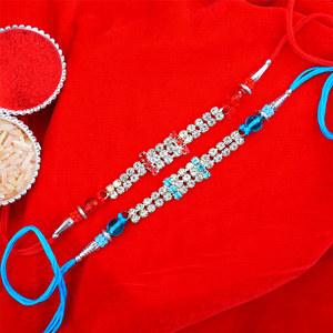 Two Designer Stone Rakhi for Brothers - Set of 2 Rakhis