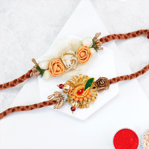 set of 2 Marwadi Floral Rakhi for Brothers - Set of 2 Rakhis