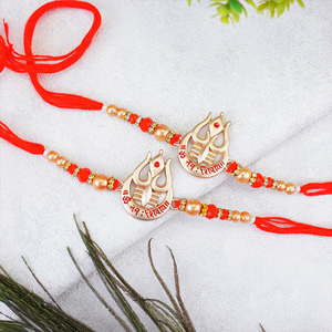 set of 2 Divine Golden Mahadev Rakhis - Set of 2 Rakhis