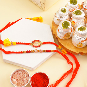 Veera Rakhi N Designer Rakhi with Sweets - Rakhi with Sweets