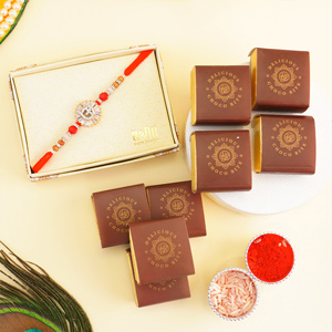 Sacred AD Om Rakhi with Sweets - Rakhi with Sweets