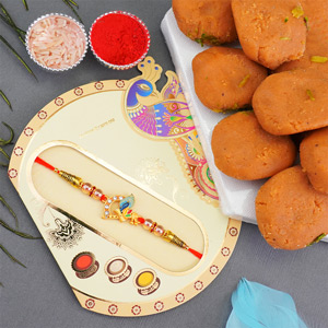 Krishna Rakhi with Laal Peda Sweet - Rakhi with Sweets