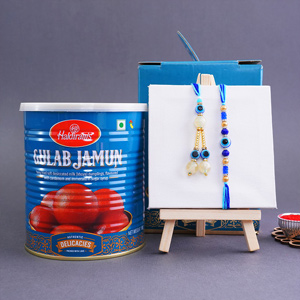 Two Evil Eye Rakhi with Sweets for Bhaiya Bhabhi - Rakhi with Sweets