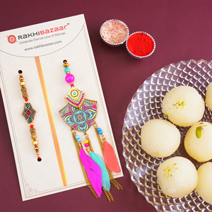 Fancy Bhaiya Bhabhi Rakhi with Haldiram Rasgulla - Send Rakhi to Gurgaon