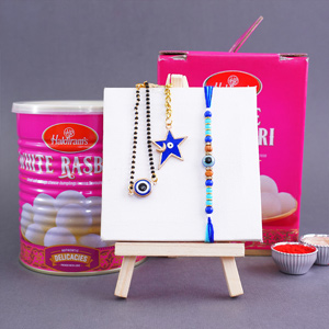 Evil Eye Bhaiya Bhabhi Rakhi with Haldiram Sweets - Rakhi with Sweets