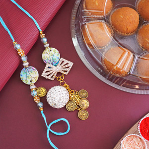Stylish Bhaiya Bhabhi Rakhi with Besan Laddoo - Rakhi with Sweets