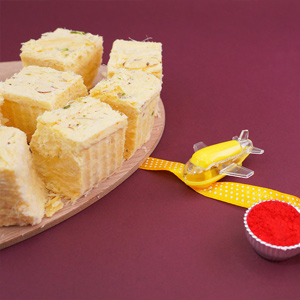 Kids Airplane Rakhi with Soan Papdi - Rakhi with Sweets