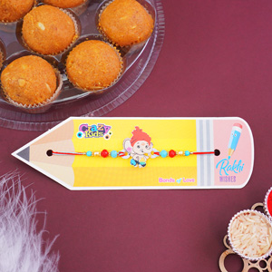 Little Ganesha Rakhi with Besan Laddu for Kids - Rakhi with Sweets