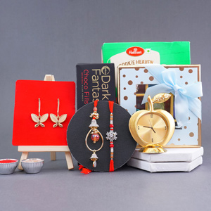 AD Bhaiya Bhabhi Rakhi with Cookies N Clock Gift Combo - Rakhi Gift Ideas