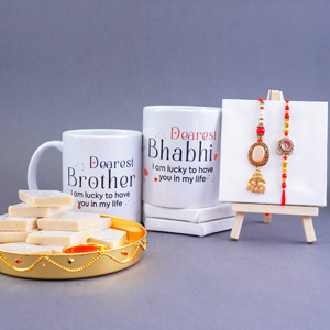 Lumba Rakhi N Brother Rakhi with Kaju Katli Gift Hamper - Send Rakhi to Gurgaon