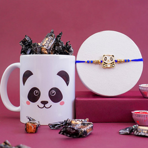 Panda Kids Rakhi with Chocolates N Mug - Kids Rakhi Hampers