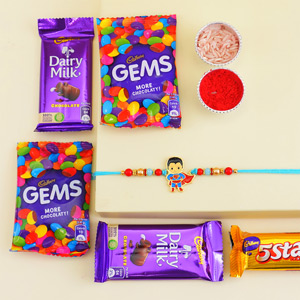 Cute Superman Rakhi with Chocolates for Kids - Send Rakhi to Gurgaon