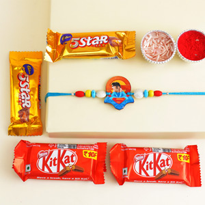 Kids Superman Rakhi with Chocolates Gift Hamper