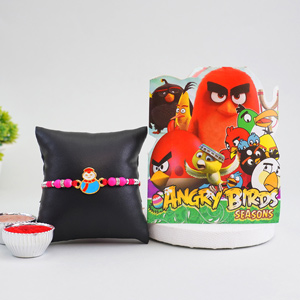 Adorable Rakhi with Angry Birds Card for Kids