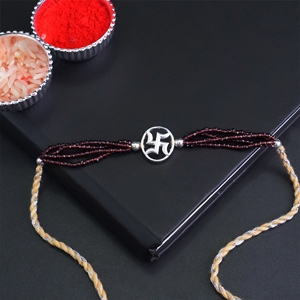 Sterling Silver Swastik Rakhi - Silver Rakhi Online