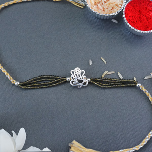 Silver Ganesha Rakhi for Brother - Silver Rakhi Online