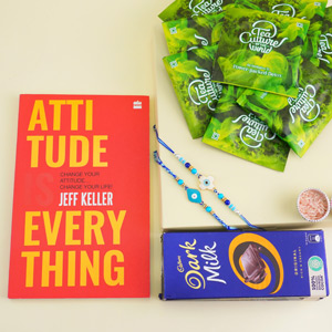 Two Evil Eye Rakhis with Chocolate N Book - Send Rakhi to Kolkata